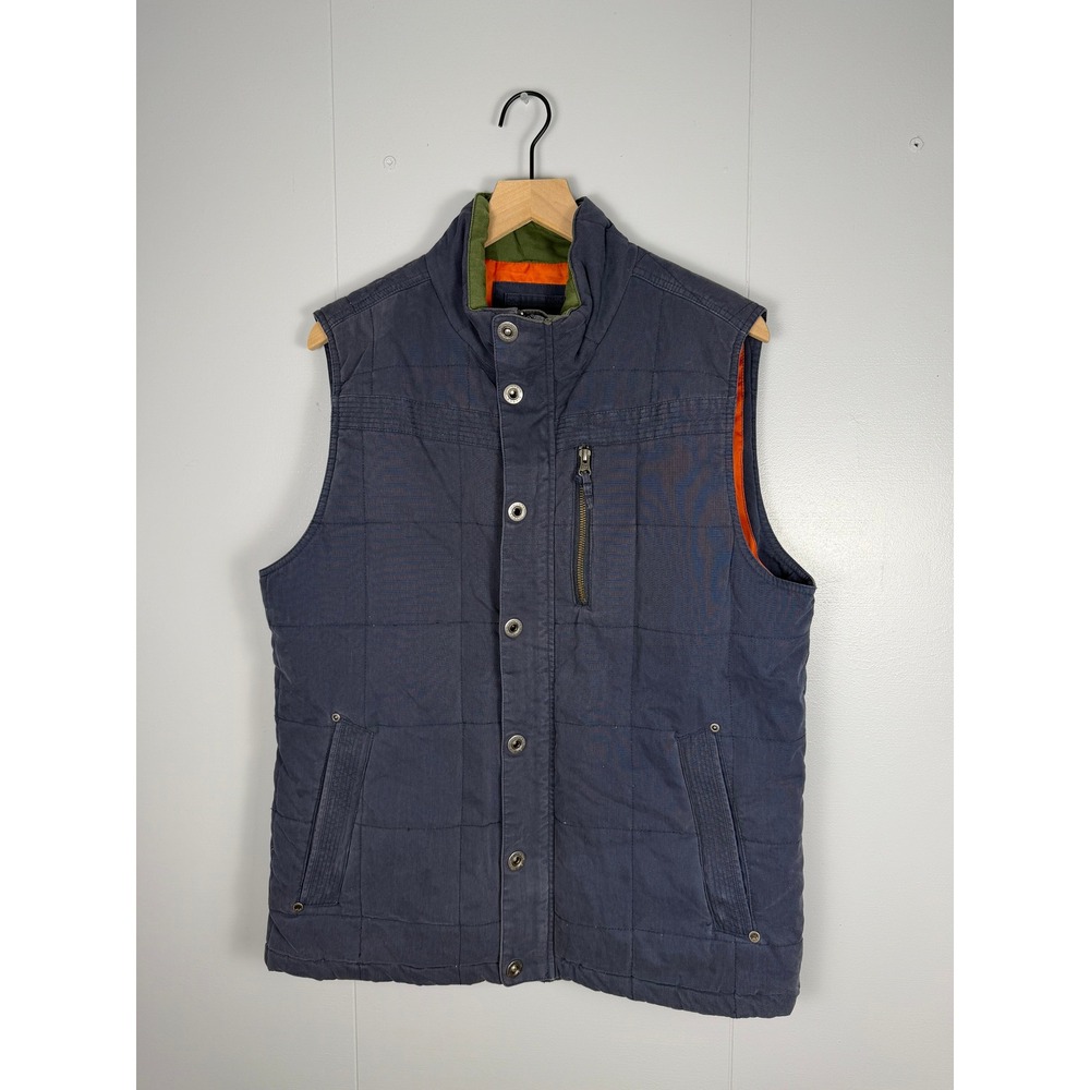 Mountain Khakis Vest Granola Hiking Rugged Outdoor Men Large Blue Quilted Lined